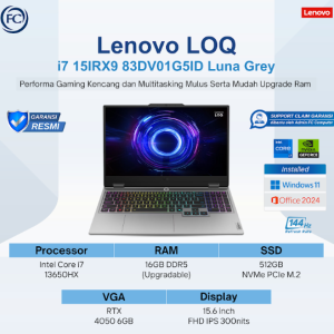 LAPTOP GAMING LENOVO LOQ 15IRX9 - 83DV01G5ID (LUNA GREY) - i7-13645HX - RAM 16GB - SSD 512GB