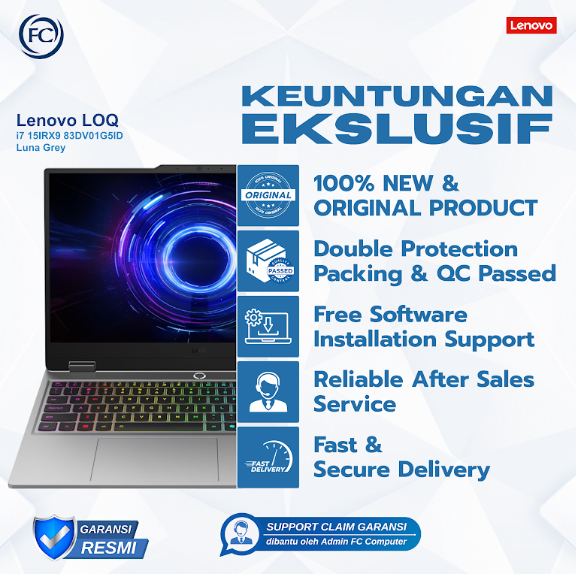 LAPTOP GAMING LENOVO LOQ 15IRX9 - 83DV01G5ID (LUNA GREY) - i7-13645HX - RAM 16GB - SSD 512GB - Image 2