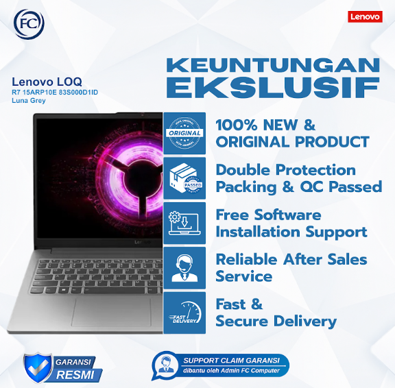 Laptop Lenovo LOQ R7 15ARP10E 83S000D11D Luna Grey RTX 3050 6GB 16GB DDR5 512GB SSD 15.6 FHD - Image 2